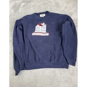 Vintage 90s Lorain Ohio Lighthouse Pullover Sweatshirt Men's Size Large Blue